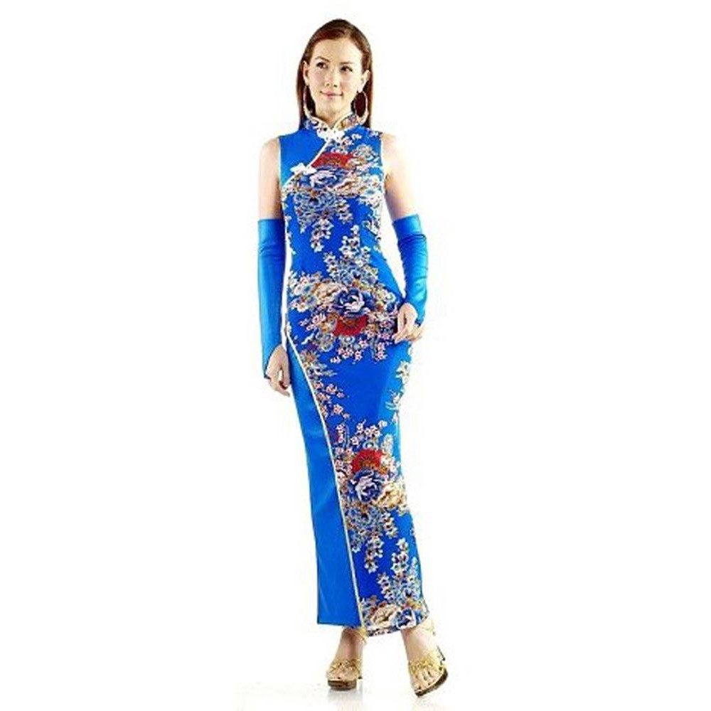 Graceful Blue Qipao - Asian Dresses