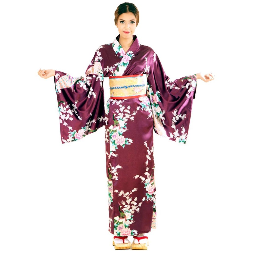 Purple Yukata Dress - Kimono Dresses
