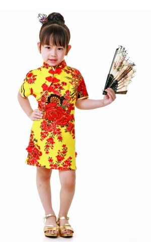 Yellow Cheongsam Kids Dress